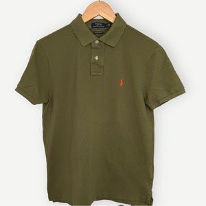 Polo Ralph Lauren Custom Slim Fit Green Orange Short Sleeve Polo Shirt. Medium.